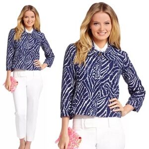 Lilly Pulitzer Beauford Bright Navy Show Your Stripes Jacket